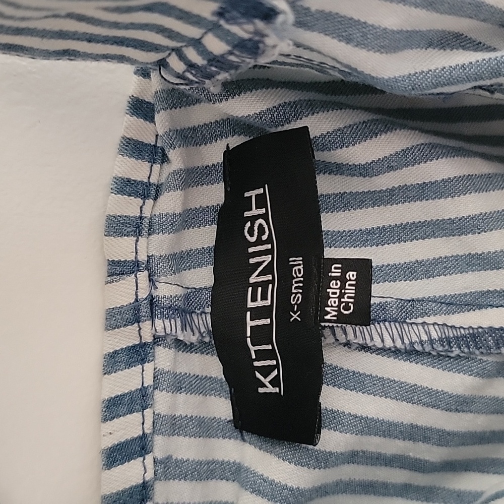 Kittenish Blue and White Striped Overall Shorts - Picture 5 of 6